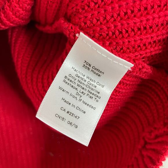 Talbots | Red Cotton Blend Cowl Neck Sweater Long Sleeve Scoop Hem Large Petite - Picture 4 of 5